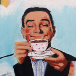 Gemaltes Bild mit dem Titel "Fake painting No 1 "cofffeebreak"" von Heike Stommel