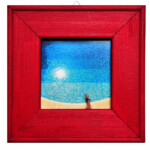 2018, Fotografie, Acrylfarbe, Kleber, Keilrahmen und Modellfigürchen, 18 x 18 cm Bild mit dem Titel "Erna" von Heike Stommel