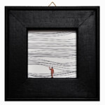 2018, Zeichnung, Acrylfarbe, Kleber, Keilrahmen und Modellfigürchen, 18 x 18 cm Bild mit dem Titel "Herbert" von Heike Stommel