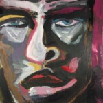 2021, Acryl auf Leinwand, 60 x 60 cm Gemaltes Bild mit dem Titel "Into the dark" von Heike Stommel