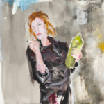 Gemaltes Bild mit dem Titel "The green bottle" von Heike Stommel